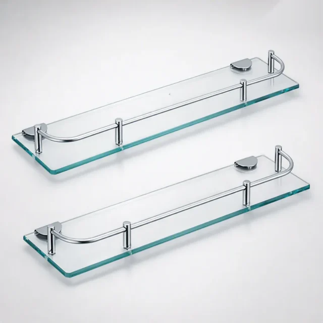 Set de dos repisas organizadoras de vidrio de 60 cm