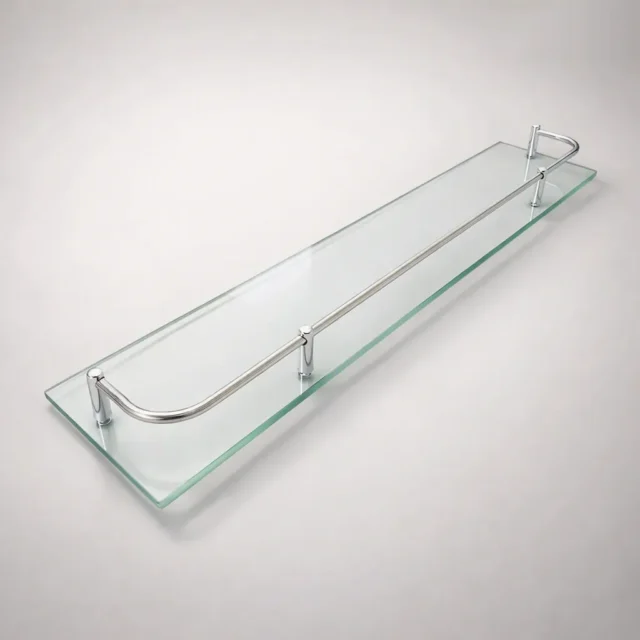 Repisa organizadora de vidrio de 60 cm con barandal